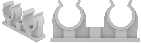 TiA Rohrclip 50 Stück Doppel Rohrclips 20-22mm Weiß Rohrschellen