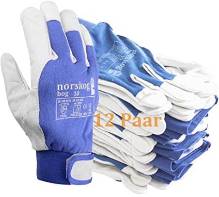 norskog BOG Arbeitshandschuhe Lederhandschuhe für Herren Handschuhe Schutzhandschuhe Gartenhandschuhe Montagehandschuhe Bauhandschuhe Lagerhaus Garten Baustelle LKW-Fahrer Heimwerker 12 Paare Gr.10
