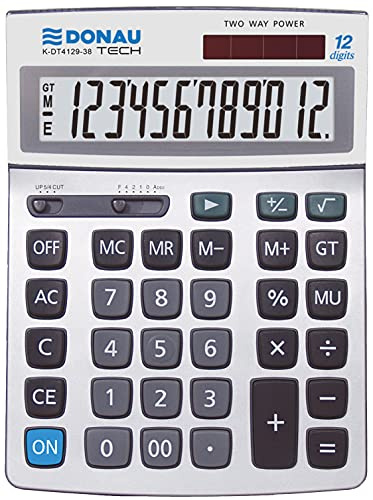 Bordsräknare DONAU TECH/K-DT4129-38 12-siffrig rotfunktion/210 x 154 x 34 mm/färg: Silver/dator med 12-siffrig display/Dual-Power Solar – batteridrift, kompakt design/5 års garanti
