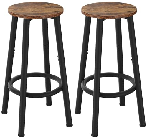 YMYNY Barhocker 2er-Set, Barstuhl für die Küche mit verstellbaren Fußstützen, Industrieller Tresenhocker, Gestell aus stabilem Stahl, für Restaurant, Küche, Bar, 30×30×64CM Rustic Brown HBS512H