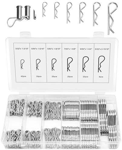 150 Stück Federsplinte Federstecker Sortiment, Edelstahl Sicherungsklammer R Splinte R-Clips Federvorstecker Haltefederkupplung Splinte (6 Größen)