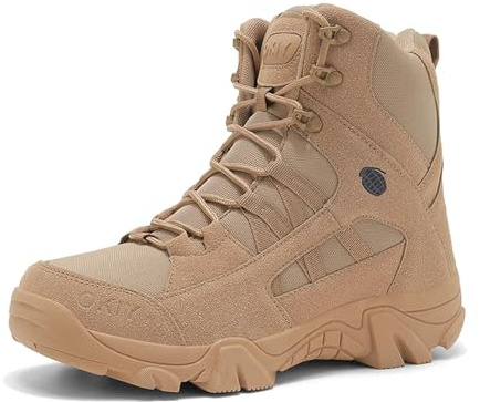FRTUBOP Botas de combate tácticas para hombre, botas de combate militares, botas militares para senderismo, caza, entrenamiento militar, combate, tácticas, arena, 42 EU