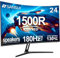 SANSUI Curved Gaming Monitor 24 Inch Up to 180Hz MPRT 1ms with Built-in Speakers Computer Monitor FHD 1080P Freesync 130% sRGB HDR, HDMI DP Ports VESA Mount Bracket
