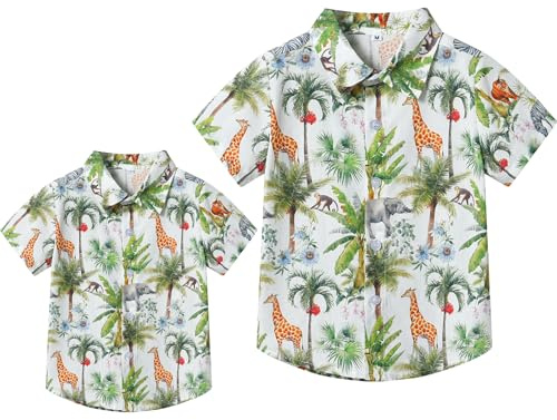 Winmany Padre Hijo Camisas Hawaianas a Juego Hombre Niños Floral Traje Playa Familia Vacaciones Verano Tops Manga Corta
