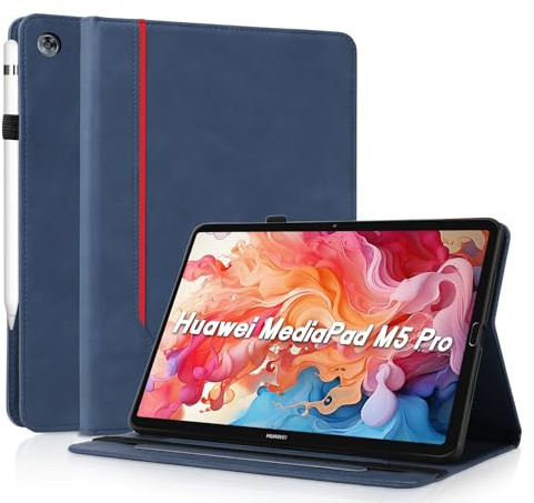 AsWant Hülle für Huawei MediaPad M5 / M5 PRO (10.8 Zoll), Schutzhülle Ultradünne PU Leder mit Stand Schutzhülle Huawei MediaPad M5 PRO Hülle, Blau