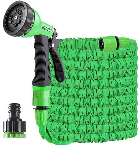 WESEN Expanderbar trädgårdsslang 7,5m/15m/30m/37,5m slangrör, 3 gånger magisk flexibel expanderande vattenslang med 8 funktionsmunstycksspray och 1/2 tum, 3/4 tum anslutningsbeslag