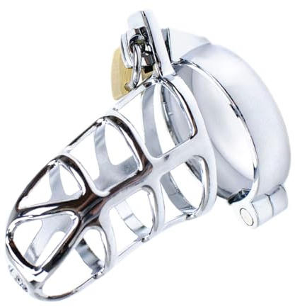 HGDTYRI BDSM Alloy Penis Cage, Smooth Airy Chastity Cage with Lock,Bondage Chastity Cage, Chastity Belt for Men Couples(50mm)