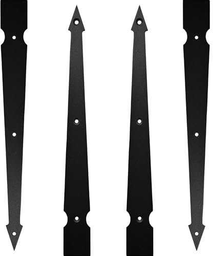 Barn Sliding Door Decorative Corner Bracket 11.9 in Gate Hinge Garage Door Strap Hinges Matte Black Rustic I Bracket Hardware Decorator for Shutters Farmhouse Gardengate Box Fence 