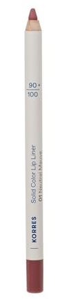 KORRES Solid Color Lip Liner Neutral Mauve 01, Lippenkonturstift zum Konturieren & Ausfüllen, intensive Farbe, silikon- und parabenfrei, 1,2 g