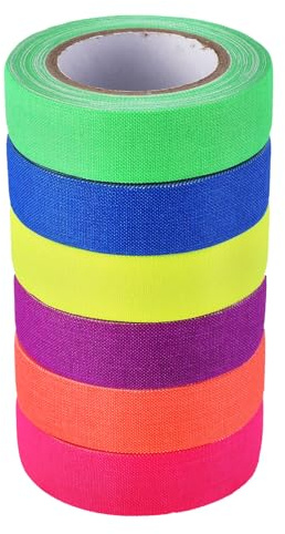 6 Rollen Bunt Fluoreszierendes Klebeband,20mm * 5m Leuchtstreifen Selbstklebend,Wasserfestes Leuchtendes Klebeband,Neon Klebebandn, Markierungsband Warnband für Treppen Wänden Bühnenbedarf