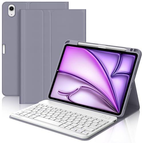 Occtingkind Cover con Tastiera per iPad Air 11 M2/M3 (2024/2025), Custodia Magnetica Bluetooth Keyboard Layout Italiano, USB-C, Senza Retroilluminazione, Senza Touchpad, Lavanda