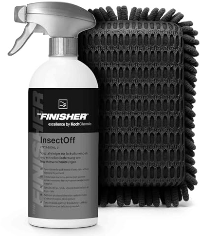The Finish InsectOff - Set di insetti per auto e moto, 500 ml, detergente per insetti + spugna per insetti, rimuove i residui di insetti ostinati da vernice, vetro e plastica, accuratamente e
