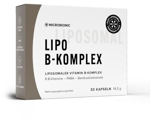 LIPO B-Komplex liposomal by MICROBIONIC | Vitamin-B-Komplex mit bioaktiven Formen, Silizium & PEBA | 30 Kapseln für Energie, Nerven, Haut & Stoffwechsel | vegan & Made in Germany