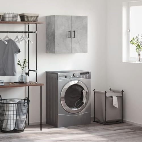 Augerlite Armoire murale en bois gris béton 60 x 31 x 60 cm avec espace de rangement, porte et étagère, armoire multifonction pour la maison, le bureau, la cave, le couloir, le garde-robe et les