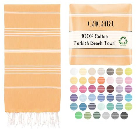 Cacala Pestemal Turkiska badhanddukar 98 cm x 188 cm för bad hamam bastu gym unisex märkta av lax