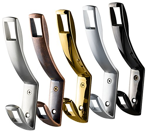 Stahlia Kleiderhaken MESSING-OPTIK Garderobenhaken 150mm lang Haken zum Schrauben Wandhaken Wandgarderobe Holz Haken Garderobe inkl. Schraubenset