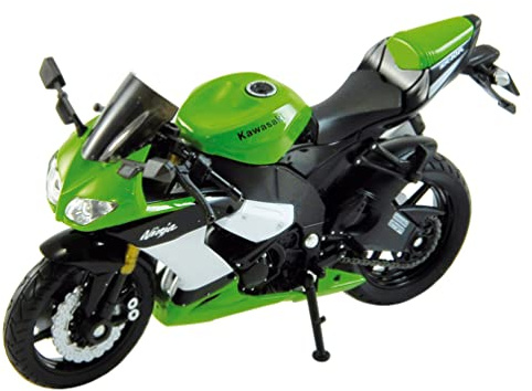 Welly Die Cast Motorcycle Green Kawasaki 2009 Ninja ZX-10R, 1:18 Scale