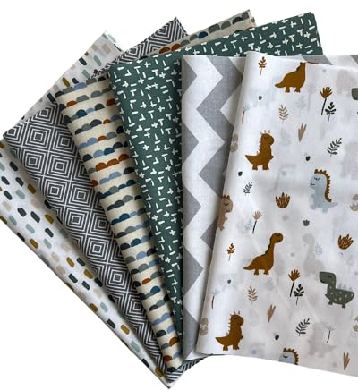 babrause® Stoffpaket Patchwork Baumwollstoffe 12 x (25x35cm) (Safari Oliv Sand)