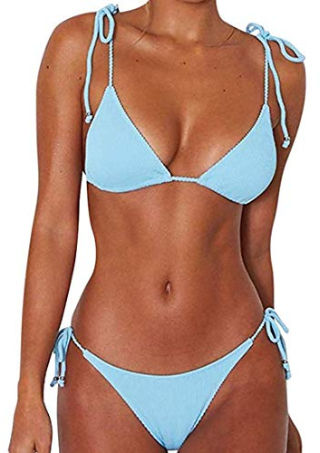 CheChury Mujer Bikini de Lazo Lateral Push Up Traje de Baño de Dos Piezas Triángulo de la Parte Inferior Descarada Sexy Bikinis Brasileño