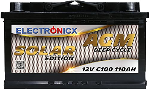 AGM Solarbatterie 12V 110Ah – Wartungsfreier Akku für Wohnwagen, Wohnmobil, Mover, Boot & Off-Grid Solarsysteme – Versorgungsbatterie Deep Cycle Solar Edition