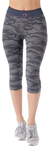 BeGood - Leggings Capri Sport Donna. Snellente, Motivo Militare Camouflage in Tessuto Tecnico Dermofibra Cosmetics. Perfetto per Sport e Tempo Libero