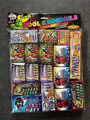 Lesli Kool Krokodile - 313 teilig - F1 Feuerwerk für Kindergeburtstag, Hochzeit, Party