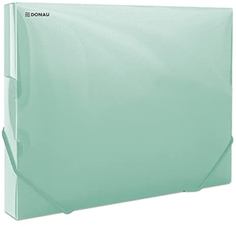 DONAU 8545002PL-06 Samlarlåda dokumentlåda häftlåda med gummihörnspännare, tillverkad av plast/PP 700μm grön-transparent för DIN A4| ryggbredd 30 mm | hopfällbara sidovingar | för kontor och skola