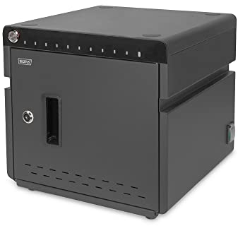 DIGITUS Schreibtisch Ladeschrank - 10 Lade-Plätze - Bis 14 Zoll - UV-C Lampe - Aufbewahrung & Aufladen von Smartphones, Notebooks & Tablets - Tür mit Verriegelung