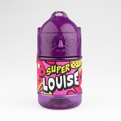 Bouteille personnalisée pour enfant, gourde d'eau avec paille - Super Louise