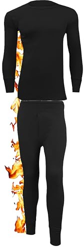 ZRWASKA® Men's Extreme Thermal Underwear Sets Tops & Bottoms, T-Shirt Long Sleeve Top Vest & Long Johns Trousers Warm Winter Thermals Men Set Base Layer Black, Size Large