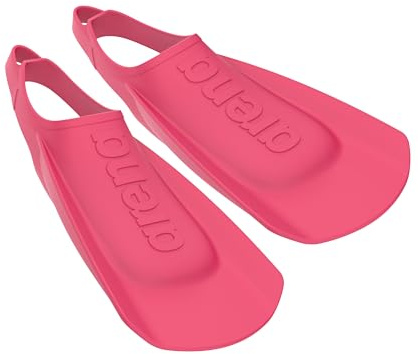 Arena - Aletas de natación para Adultos Unisex, cómodas, Ligeras, para Hombre y Mujer, de Silicona, de Pala Corta y talón Abierto, Rosa, 43-44