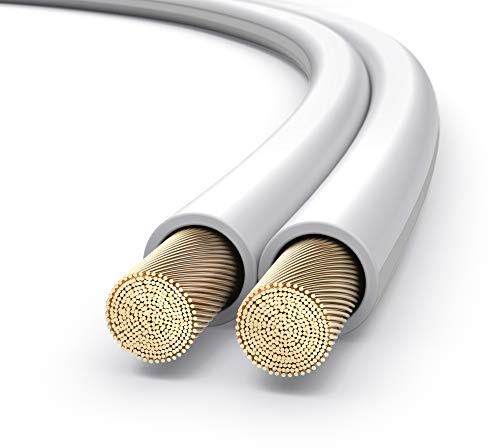 PureLink Högtalarkabel boxkabel OFC 2 x 4,00 mm² 0,20 mm, 100,0 m, kopparkabel av ren koppar för HiFi-volymboxning, subwoofer, ljudkabel med polaritetsmärkning, vit