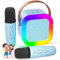 Micro Karaoke Enfant IROO Karaoke Enfant avec 2 Microphones, Microphone pour Filles Cadeaux pour Enfants Enceinte Bluetooth Portable avec Effets de Changeur de Voix et Lumières LED (Bleu)