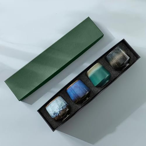 ROOMTONE Multi-Colored Ceramic Tea Cups, Coffee Cups, Mug Sets, Set of 4, for Home and Office, Japanese Style