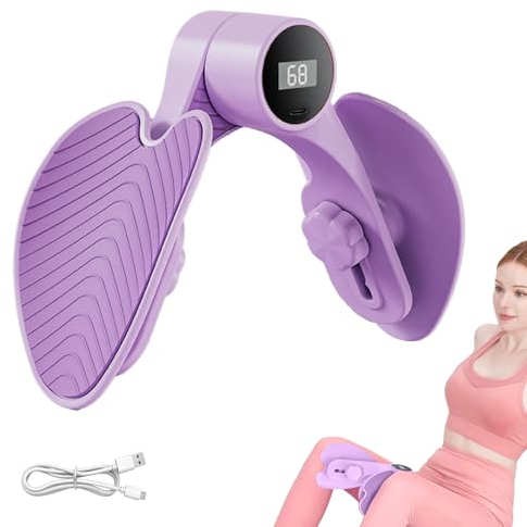 Hengrongshen Oberschenkeltrainer, Lila Beinpresse für Zuhause Intelligentes Zählen, DREI-Gang-Einstellung Beckenbodentrainer Ideal für Gesäß-, Beinpresse- und Beckenbodentraining