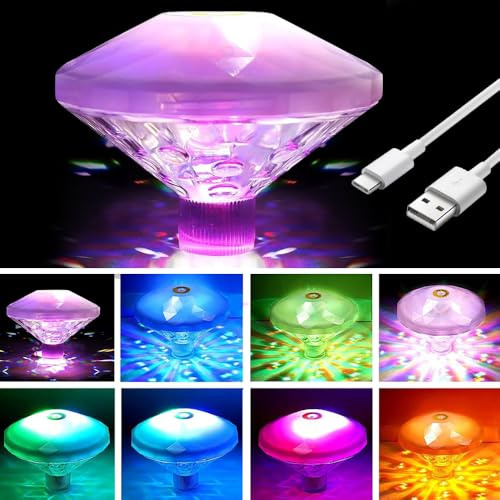 KBIBCK Hot Tub Lights, Floating Pool Lights, Floating Bath Disco Light, 8 Modes Led BathLights, Waterproof Underwater DiscoLight for Swimming Pool Fountain Bathing Pond Halloween Party Decoration