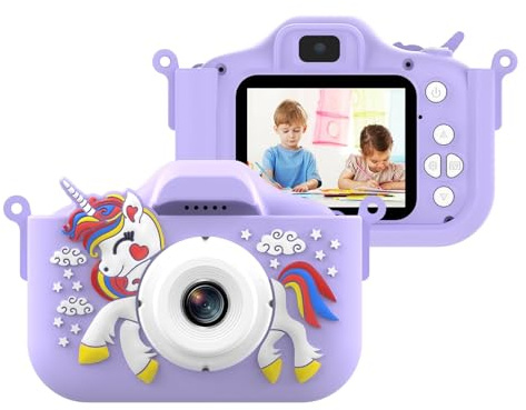 TFixol X10S Barnkamera fotografi och videospel multifunktionellt fodral med 32 GB ry kort och kortläsare lila