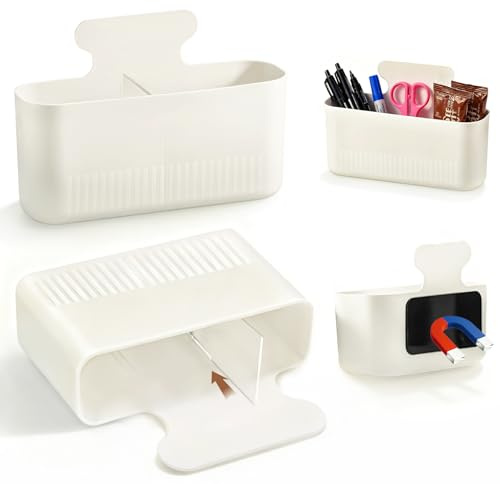 ZoneYan Porte-Stylos Magnétique Grand 2 Pièces, Porte Crayon Magnétique avec 2 Séparateurs, Porte Marqueur Blanc, Support Magnétique Boîte de Rangement pour Tableau Blanc École Réfrigérateur
