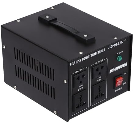 Spänningsomvandlare 220 V till 110 V 2 000 W, spänningsomvandlare step up down transformator för all elektronik, 9 x 8 x 6 tum