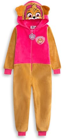 Paw Patrol Combinaison Pyjama à Capuche Rose et Marron Skye pour Filles | Vêtement d'intérieur zippé à Manches Longues en matière Douce Confortable pour la Maison et la Nuit