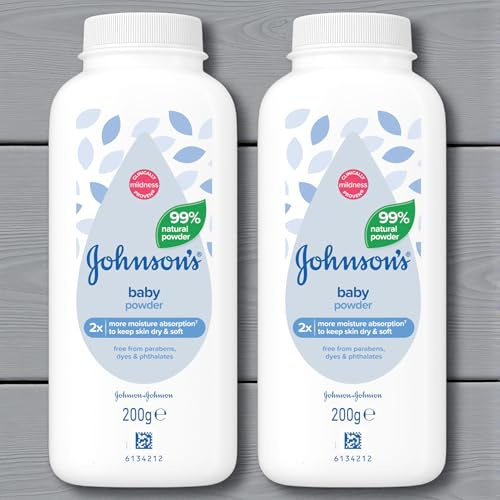 2 x 200g Johnson's Baby Powder Natural Cornstarch, 99% Natural Powder - CLINICALLY Proven Mildness®