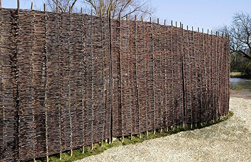 Papillon Premium Willow Hurdles Garden Traditional Fencing Woven Fence Panel in Brown 1.83m x 1.83m (6ft x 6ft)