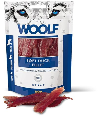 WOOLF Soft Duck Fillet Dog Treats - Complementary Snacks for Dogs. All-Natural Ingredients, High Meat Content, Nutritional, Free from Artificial Additives. Suitable for Dogs (100g)