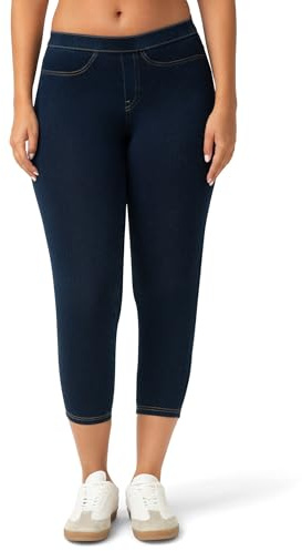 No nonsense Women's Plus Classic Capri Leggings with Pockets, Dark Denim, 3X
