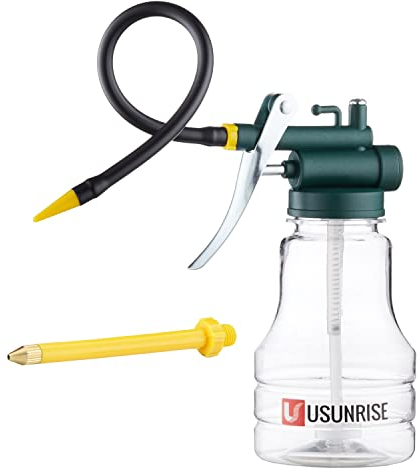 Ölkanister transparent Hochdruck Öler Schmierung Ölkanister Flasche Ölpistole mit starrem & flexiblem Auslauf Daumenpumpe Werkzeug Oiler