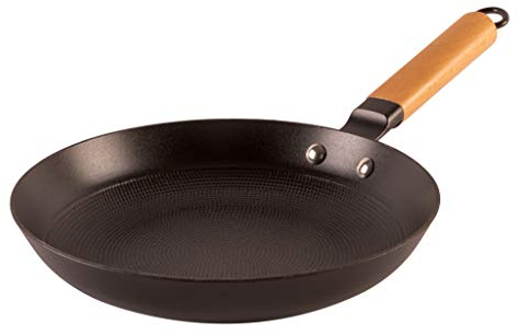 Cuisine Romefort | Emaillierte Gusseisenpfanne Light: robust & leicht mit Holzgriff | Bratpfanne mit Wabenboden | Alle Herdarten inkl. Induktion (24cm / nur 1,2kg)