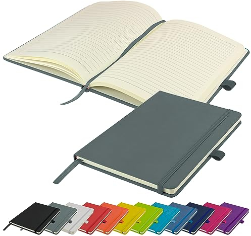 A5-Notizbuch neu liniert Hardcover-Tagebuch Notizblock Notizen Tagebuch (Grau)