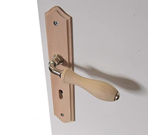 2 poignées de porte Bois trou de clé, bois entraxe 195 mm