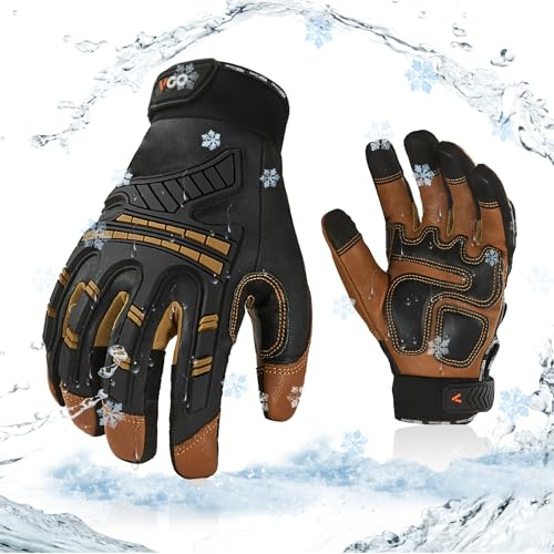 Vgo... 1 par mekaniska handskar, vattentäta säkerhetshandskar för kyllager eller frys, w/3M Thinsulate foder, anti-impact, antivibrationer, 20 ℃/-4°F (GA8954FW)