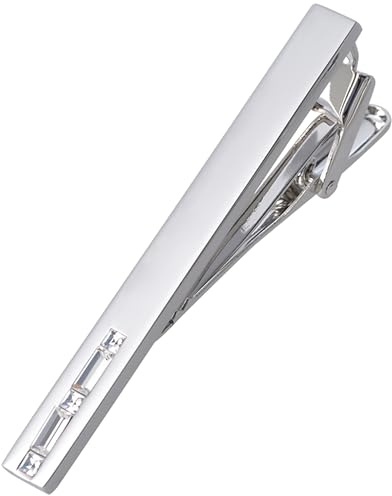 Jonwo Silber/Vergoldet Krawattennadeln aus Kristall für Herren In Geschenkbox 5cm Herren Krawattenklammern Tie Clip Krawatte Geschäft Jubiläum Geschenk Hochzeit (Silber Blau Kristall)